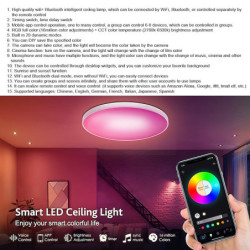 smart loftslampe 12 tommer 30w rgb farveskiftende bluetooth wifi app kontrol 2700k-6500k dæmpbar sync med musik kompatibel med alexa google home