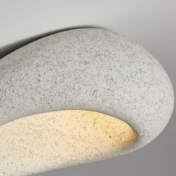 oval kreativ loftslampeskærm, moderne loftslampe i wabi-sabi stil, elegant nordisk loftslysekrone i stuen, minimalistisk loftslampe