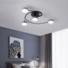 moderne semi flush mount loftslampe cirkulær akryl 4/6 hoveder led loftslampe nordisk grå sputnik lysarmatur med træ dekoration til stue spisestue soveværelse