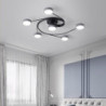 moderne semi flush mount loftslampe cirkulær akryl 4/6 hoveder led loftslampe nordisk grå sputnik lysarmatur med træ dekoration til stue spisestue soveværelse