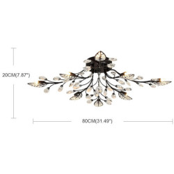 8-lys 80cm loftslampe led krystal flush mount lys metal malede finish smarte og moderne kunstneriske 200-240v / g9 blomsterdesign