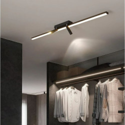 2-lys 80/100cm enkelt design loftslampe led spotLys skinne lys metal moderne enkel stil sort