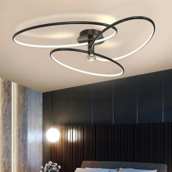 led loftslys 60/80/100cm 3-lys ring cirkel design dæmpbar aluminium malet finish luksuriøs moderne stil spisestue soveværelse pendel kun dæmpbar med fjernbetjening