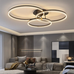 led loftslampe 30+40+50cm 3-lys ring cirkel design dæmpbar aluminium malet finish luksuriøs moderne stil spisestue soveværelse...