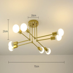 led loftslampe 6-lys 70cm nordisk stil lysekrone sputnik design metal kunstnerisk stil industriel malet finish køkken soveværelse børneværelse lys varm hvid