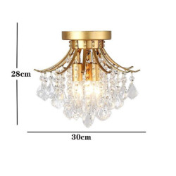 led mini loftlampe krystal lysekrone veranda lys korridor lys sort guld 30cm lanterne desgin flush mount lys metal malede finish