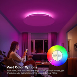 smart led loftslampe 12in 28w front varmt hvidt lys og bagside rgb farve skiftende indlejret soveværelse lampe app og stemmestyring timing kompatibel med alexa google home ac100-240v