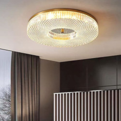 led loftslampe akryl rund guld design 50cm indbygningslys kobber messing moderne stue soveværelse spisestue
