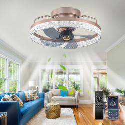 loft ventilator med lys cirkel design app & fjernbetjening krystal 50cm dæmpbar 6 vindhastigheder moderne loftventilator til...