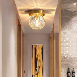 11 cm loftmonteret loftslampe guldkrystal metal messing moderne