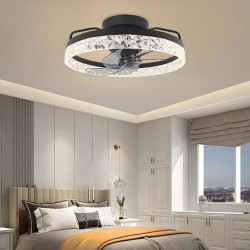 Loftlampe med lys 19,7″ dæmpbar led 3 farve 6 hastigheder timing vendbare blade med fjernbetjening, husholdningsventilator lysekrone, indendørs lavprofil Loftlampe