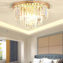 40cm loftindbygningslampe lysekrone luksus guld krystal metal moderne