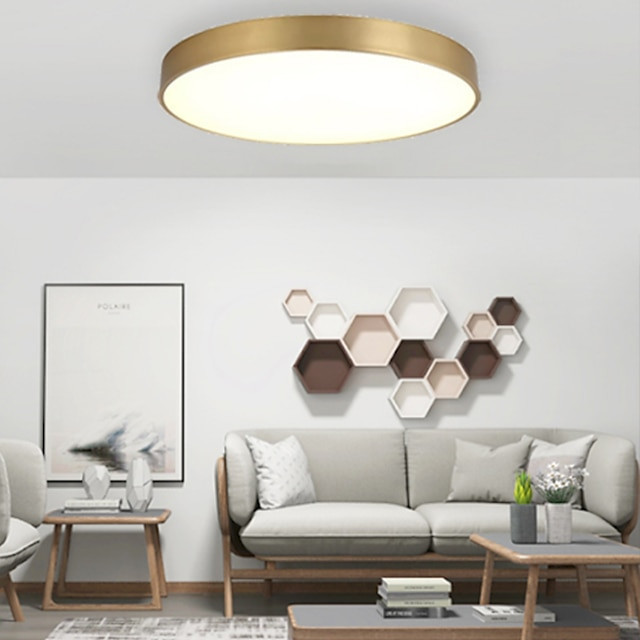 40cm led loftslampe basic stil nordisk guld flush mount lys moderne messing metal