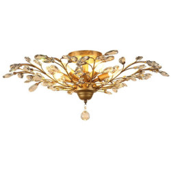 5-lys 78cm krystal / mini stil / led flush mount lys metal antik messing moderne moderne / e12 / e14 blomsterdesign