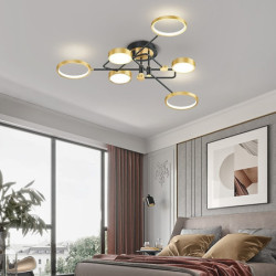 led loftslampe dæmpbart lys moderne sort guld 6/8 hoveder cirkel design 75cm flush mount lys aluminium led nordisk stil