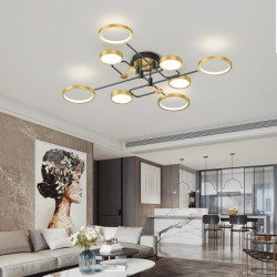 led loftslampe dæmpbart lys moderne sort guld 6/8 hoveder cirkel design 75cm flush mount lys aluminium led nordisk stil