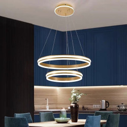 led pendel 40+60cm 1-lys ring cirkel design dæmpbar luksuriøs moderne stil spisestue soveværelse pendel