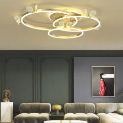 led loftslampe 45cm dæmpbar cirkeldesign flush mount lys akryl kunstnerisk stil moderne stil guld nordisk stil sommerfugl
