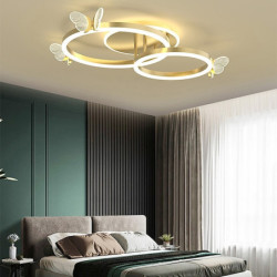 led loftslampe 45cm dæmpbar cirkeldesign flush mount lys akryl kunstnerisk stil moderne stil guld nordisk stil sommerfugl