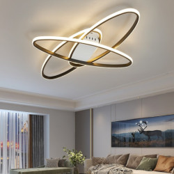 led loftslampe 74cm geometriske cirkelformer 6-lys indbygningslys akryl metal moderne moderne malede finish stue lys dæmpbar med fjernbetjening