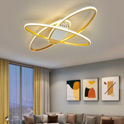 led loftslampe 74cm geometriske cirkelformer 6-lys indbygningslys akryl metal moderne moderne malede finish stue lys dæmpbar med fjernbetjening