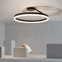 led loftslys 50cm 1-lys ring cirkel design dæmpbar aluminium malet finish luksuriøs moderne stil spisestue soveværelse pendel kun dæmpbar med fjernbetjening