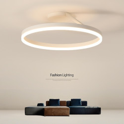 led loftslys 50cm 1-lys ring cirkel design dæmpbar aluminium malet finish luksuriøs moderne stil spisestue soveværelse pendel kun dæmpbar med fjernbetjening