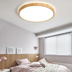 30/40/50/60cm ledet loftlampe moderne nordisk grundlæggende enkel rund firkantet træ design stue soveværelse flush mount lys malet finish natur