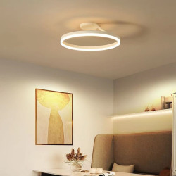 led loftslys 50cm 1-lys ring cirkel design dæmpbar aluminium malet finish luksuriøs moderne stil spisestue soveværelse pendel kun dæmpbar med fjernbetjening