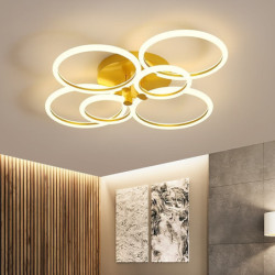 led loftlampe cirkel ring nordisk guld akryl 2 3 5 6 hoveder udvendig belysning stue loftslampe enkel moderne kunst loftslys...