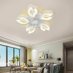 led Loftlampe, der kan dæmpes med fjernbetjening kontra blomsterdesign planmonteret loftslampe akryl lampeskærm lysekrone soveværelse stue stue