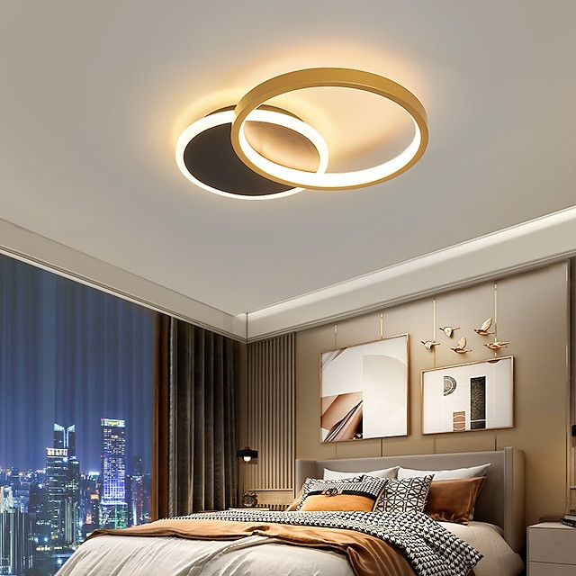 led loftslys cirkel design 35cm loftslampe moderne kunstnerisk metal akryl stil trinløs dæmpning soveværelse malet finish lys kun dæmpbar med fjernbetjening