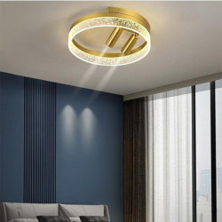 40cm ledet loftslampe nordisk moderne sort guld cirkel design indbygget lys metalmalet finish naturinspireret