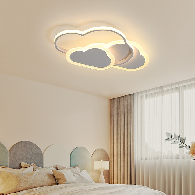 led Loftlampe farve skyer formet dæmpbar børneværelse flush mount loftslampe metal træ baby værelse belysningsarmatur til drengens pigeværelse børne soveværelse 110-220v(17,6″)