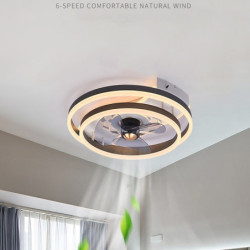Loftlampe med lys flush-mount lavprofil indendørs Loftlampe, 19,5″ dæmpbare bladeløse Loftlampe med fjernbetjening, smarte 3...