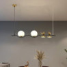 led pendel 4 hoveder kugleformet glas skærm liner globle design moderne nordisk stue spisestue lys indendørs dekoration loft hængende belysning