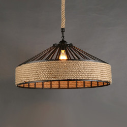 30/40cm ø design vedhængslampe led hamp reb metal country vintage bondegård nordisk stil