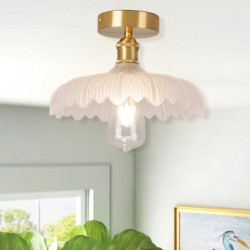 semi flush mount loftlampe lys kobber 20cm glas skærm lampe loft lys armatur belysning