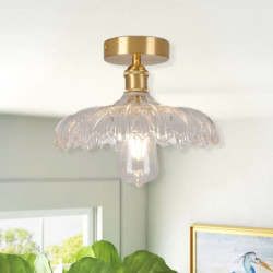 semi flush mount loftlampe lys kobber 20cm glas skærm lampe loft lys armatur belysning