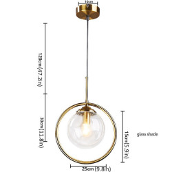 25cm enkelt design pendel led globe cirkel metal galvaniseret ø lys nordisk stil butikker/caféer spisestue soveværelse stue lys gave til familie venner