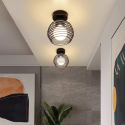 LED loftlampe veranda lys korridor lys moderne sort 15cm indbygningslamper metal vintage stil metal geometrisk malet finish land
