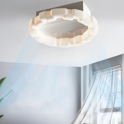 Loftlampe med lys flush-mount lavprofil indendørs Loftlampe, 19,5″ dæmpbare bladeløse Loftlampe med fjernbetjening, smarte 3...