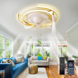 Loftlampe med lys ca & fjernbetjening 50cm 3-lys dæmpbar 6 vindhastigheder moderne loftventilator til soveværelse, stue, lille...