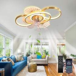 Loftlampe med lys dæmpbart cirkeldesign krystal 62cm 6 vindhastigheder moderne Loftlampe til soveværelse, stue app &...
