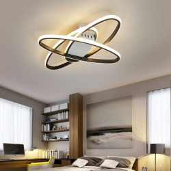 led loftslampe 19,5″ geometriske former 3-lys indbygningslys akryl metal moderne moderne malede finish stue lys dæmpbar med fjernbetjening