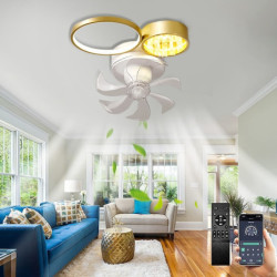 Loftlampe med lys ca & fjernbetjening 50cm 2-lys dæmpbar 6 vindhastigheder moderne Loftlampe til soveværelse, stue, lille værelse