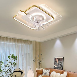 Loftlampe med lys flush-mount lavprofil indendørs Loftlampe, 21″ dæmpbare bladeløse Loftlampe med fjernbetjening, smarte 3...