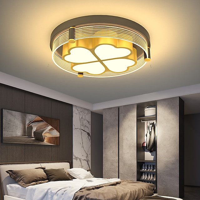 led loftslys cirkel design 45cm loftslampe moderne kunstnerisk metal akryl stil trinløs dæmpning soveværelse malet finish lyser kun dæmpbare med fjernbetjening