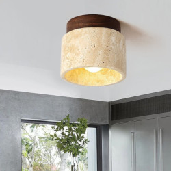 led loftslampe 12cm geometriske former indbygningslys keramisk træ kunstnerisk stil formel stil loftslampe til korridor varm hvid