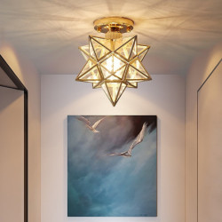 led loftslampe 10″ geometriske former flush mount lys plast kobber kunstnerisk stil formel stil loftslampe til korridor veranda bar kreativ loft balkon lamper